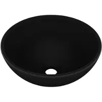 The Living Store Lavabo rotondo nero opaco 32,5x14 cm in Vetroceramica