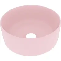 The Living Store Lussuoso lavabo rotondo rosa opaco 40x15 cm in Vetroceramica