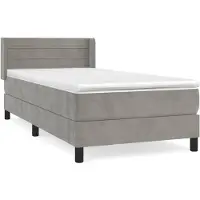 The Living Store Letto a molle con materasso grigio chiaro 90x200 cm in velluto