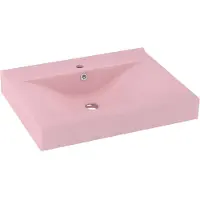 The Living Store Lavabo con foro per rubinetto rosa opaco 60x46 cm in Vetroceramica