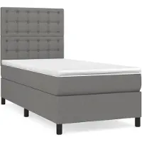 The Living Store Letto a molle con materasso grigio scuro 90x190 cm in tessuto