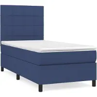 The Living Store Letto a molle con materasso blu 90x200 cm in tessuto