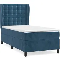 The Living Store Letto a molle con materasso blu scuro 90x190 cm in velluto