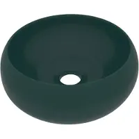 The Living Store Lussuoso lavabo rotondo verde scuro opaco 40x15 cm in Vetroceramica