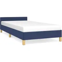 The Living Store Struttura letto con testiera blu 90x200 cm in tessuto