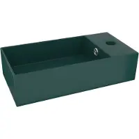 The Living Store Lavandino da bagno con troppopieno in Vetroceramica verde scuro