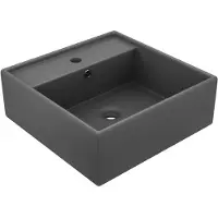 The Living Store Luxury Washbasin Overflow Square Matt Dark grey 41x41 cm