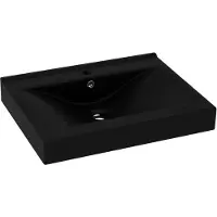 The Living Store Lavabo con foro per rubinetto nero opaco 60x46 cm in Vetroceramica