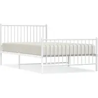 The Living Store Struttura letto con testiera e pediera in metallo bianco 107x203 cm