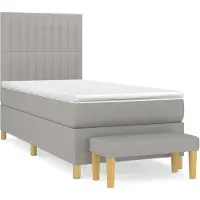 The Living Store Letto a molle con materasso grigio chiaro 90x200 cm in tessuto