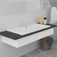 The Living Store Lavabo da incasso 91x39,5x18,5 cm in Vetroceramica bianca