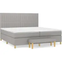 vidaXL Letto a molle con materasso grigio chiaro 200x200 cm in tessuto