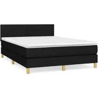 vidaXL Letto a molle con materasso nero 140x200 cm in tessuto