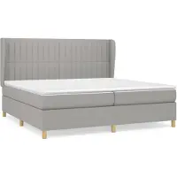 vidaXL Letto a molle con materasso grigio chiaro 200x200 cm in tessuto