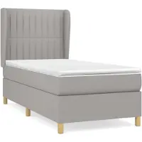 vidaXL Letto a molle con materasso grigio chiaro 80x200 cm in tessuto