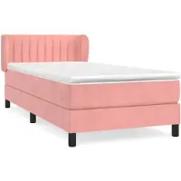 vidaXL Letto a molle con materasso rosa 100x200 cm in velluto