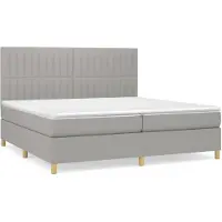 vidaXL Letto a molle con materasso grigio chiaro 200x200 cm in tessuto