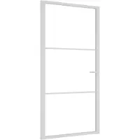 vidaXL Porta interna 102,5x201,5 cm Bianco Vetro ESG e alluminio