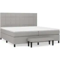 vidaXL Letto a molle con materasso grigio chiaro 200x200 cm in tessuto