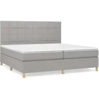 vidaXL Letto a molle con materasso grigio chiaro 200x200 cm in tessuto