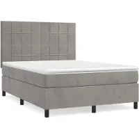 vidaXL Letto a molle con materasso grigio chiaro 140x200 cm in velluto