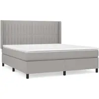 vidaXL Letto a molle con materasso grigio chiaro 160x200 cm in tessuto
