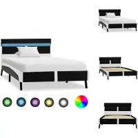 vidaXL Struttura letto con LED in Pelle finta nera 90x200 cm - Letti e strutture letto