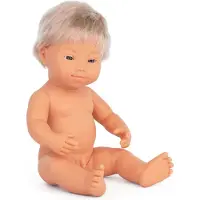 Miniland Bambola Neonata Con Sindrome Di Down Rubio 38 Cm