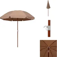 The Living Store Ombrellone con palo in acciaio 240 cm Taupe