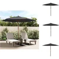 vidaXL Ombrellone con palo in legno nero 299x240 cm - Ombrelloni e tende da sole