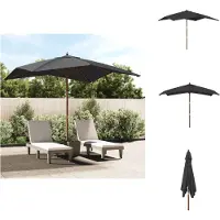 vidaXL Ombrellone con palo in legno nero 300x300x273 cm - Ombrelloni e tende da sole