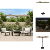 vidaXL Ombrellone doppio con luci LED Taupe 316x145 cm