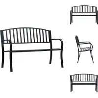 vidaXL Panchina da giardino 125 cm in acciaio nero - Panchine da giardino