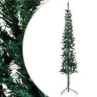 The Living Store Mezzo albero di Natale artificiale con supporto Slim Green 180 cm