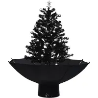 The Living Store Albero di Natale innevato con base ad ombrello nero 75 cm PVC
