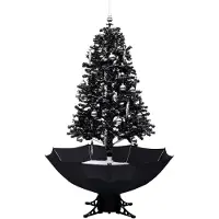 The Living Store Albero di Natale innevato con base a ombrello nero 170 cm PVC