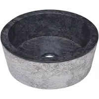 The Living Store Lavabo nero Ø40x15 cm Marmo