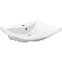 The Living Store Lussuoso lavabo rettangolare in Vetroceramica con troppopieno e foro per rubinetto
