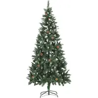 The Living Store Albero di Natale Artificiale Cono di Pino Bianco Glitterato 210 cm