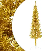 The Living Store Mezzo albero di Natale artificiale con supporto Slim Gold 120 cm