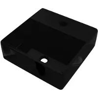 The Living Store Lavabo in Vetroceramica con foro per rubinetto nero quadrato