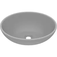 The Living Store Lussuoso lavabo ovale in Vetroceramica grigio chiaro opaco 40x33 cm