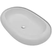 The Living Store Lavabo in Vetroceramica Ovale Bianco 63 x 42 cm