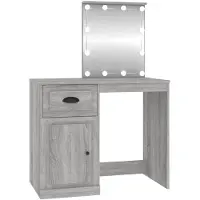 The Living Store Comodino con LED Grigio Sonoma 90x50x132,5 cm Materiale a base di legno