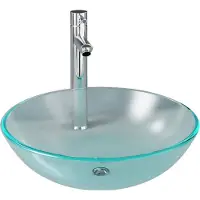 The Living Store Lavandino da bagno con rubinetto e piletta in vetro temperato smerigliato