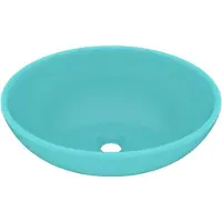 The Living Store Lavabo ovale verde chiaro opaco 40x33 cm in Vetroceramica