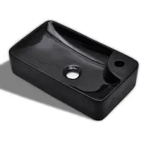 The Living Store Lavabo in Vetroceramica con foro per rubinetto nero