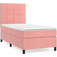 The Living Store Letto a molle con materasso Rosa 100x200 cm Velluto
