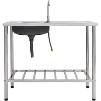 The Living Store Lavello da campeggio con rubinetto in acciaio inox