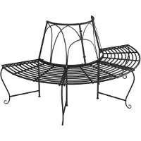 vidaXL Panchina ad albero semicircolare Ø159 cm in acciaio nero